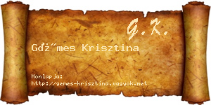 Gémes Krisztina névjegykártya